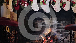 Christmas socks and fireplace