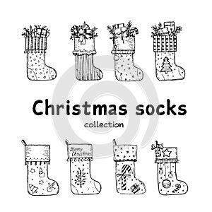 Christmas socks  illustrations set