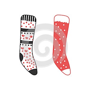 Christmas socks. Merry Christmas inspiration. Vector illustration, flat design