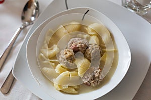 Christmas soup with meat photo