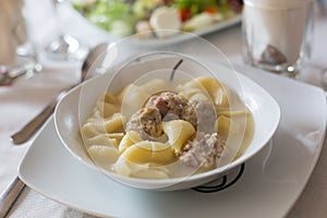 Christmas soup with meat photo