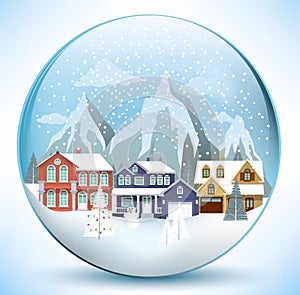 Christmas sphere with houses