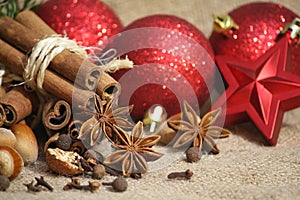 Christmas spices background