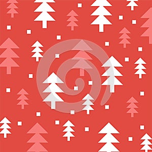 Christmas spruce pattern - varied spruce with objects. Simple seamless Happy New Year background. Vector design for winter holiday