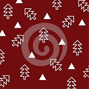 Christmas spruce pattern - varied spruce with objects. Simple seamless Happy New Year background. Vector design for winter holiday