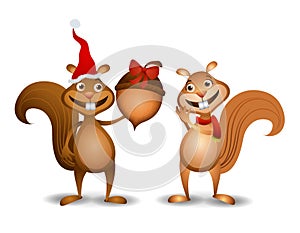 Christmas Squirrels Acorn photo