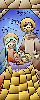 Christmas Stained Glass Nativity Banner