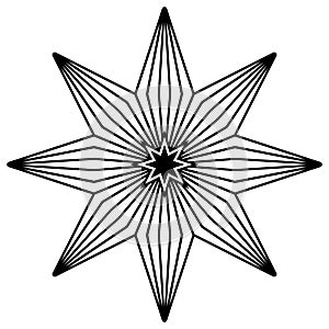 Christmas Star abstract outline vector in Black. Isolated Background.