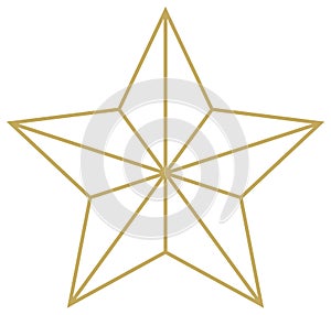 Christmas Star abstract outline vector in Gold. Isolated Background.