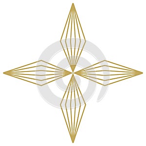 Christmas Star abstract outline vector in Gold. Isolated Background.