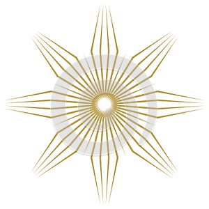 Christmas Star abstract outline vector in Gold. Isolated Background.