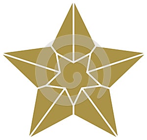 Christmas Star abstract Symbol vector in Gold. Isolated Background.