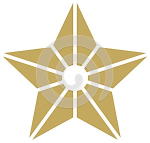 Christmas Star abstract vector in Gold. Isolated Background.