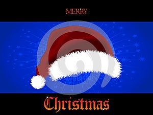 Christmas star burst blue panel and 3D Santa hat