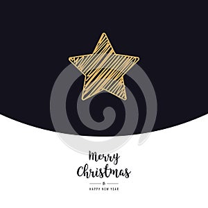 Christmas star card scribble drawing greeting black white background