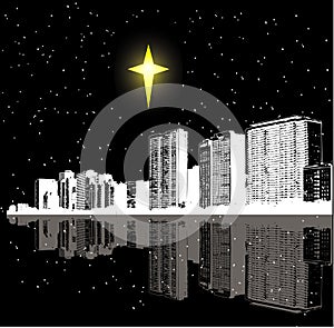 Christmas star and city