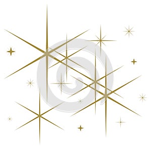 Christmas Star Sparkle abstract vector in Gold. Isolated Background.
