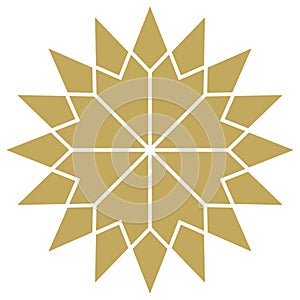 Christmas Star Symbol abstract vector in Gold. Isolated Background.