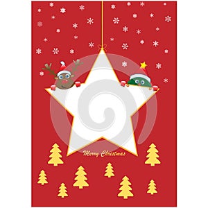 Christmas star with tree and rudolf