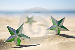 Christmas stars on beach