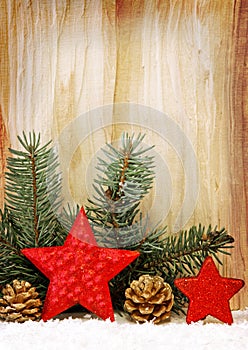 Christmas stars decoration on wooden.