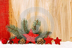 Christmas stars decoration on wooden.