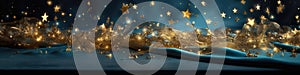 Christmas Stars And Decoratios As Abstract Panoramic Background