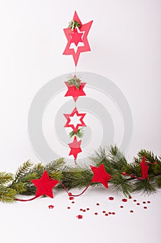 Christmas stars with fir branch