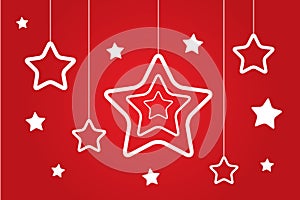 Christmas stars set isolated on red