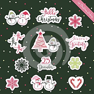 Christmas stickers-4 green