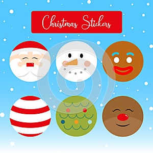 Christmas Stickers Vector. Christmas Flat Icons