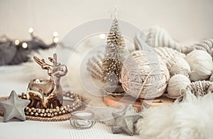 Christmas still life background with festive decor