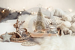 Christmas still life background with festive decor