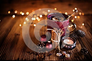 Christmas still life with tea