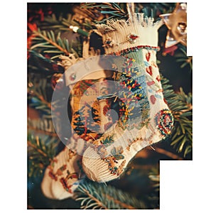 Christmas stocking cut out old fashioned warm photo