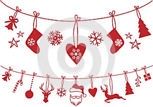 Christmas stocking decoration, vector set