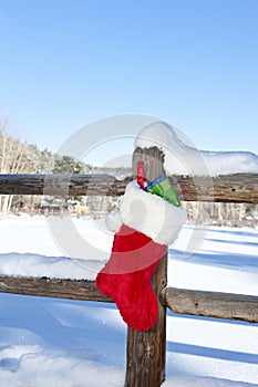 Christmas Stocking on Fence