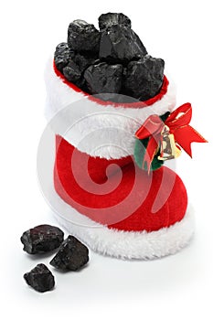 Christmas stocking full of coal