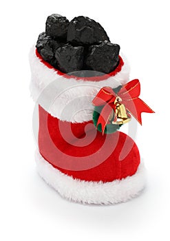 Christmas stocking full of coal