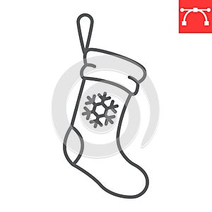 Christmas stocking line icon