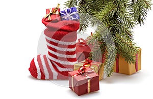 Christmas stocking and presents