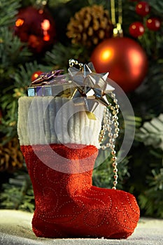 Christmas stocking with presents