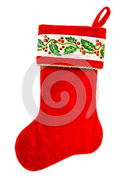 Christmas stocking Red sock gifts isolated white background