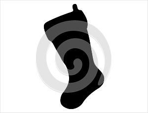 Christmas stocking silhouette vector art white background