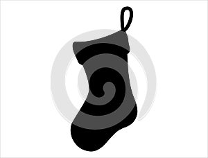 Christmas stocking silhouette vector art white background