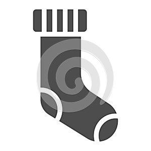 Christmas stocking solid icon. Stuffer sock vector illustration isolated on white. Xmas decor glyph style design