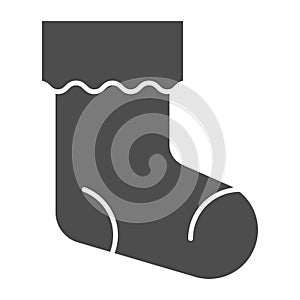 Christmas stocking solid icon. Xmas sock vector illustration isolated on white. Stuffer sock glyph style design