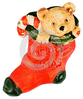 Christmas Stocking with Stuffed Bear