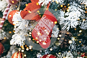 Christmas stocking on a tree