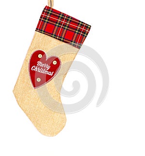 Christmas stocking on a white background